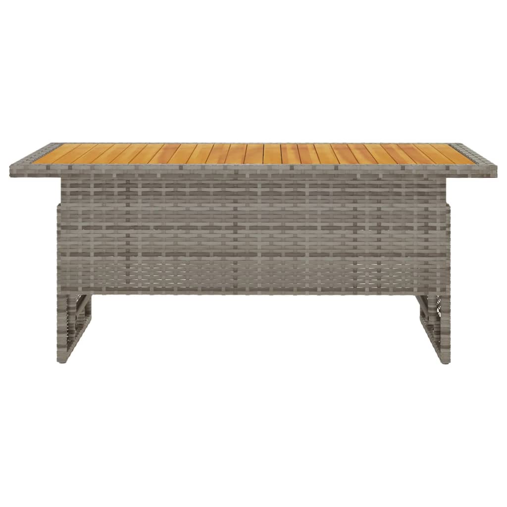 Puutarhapöytä harmaa 100x50x43/63 cm akasiapuu ja polyrottinki - Sisustajankoti.fi
