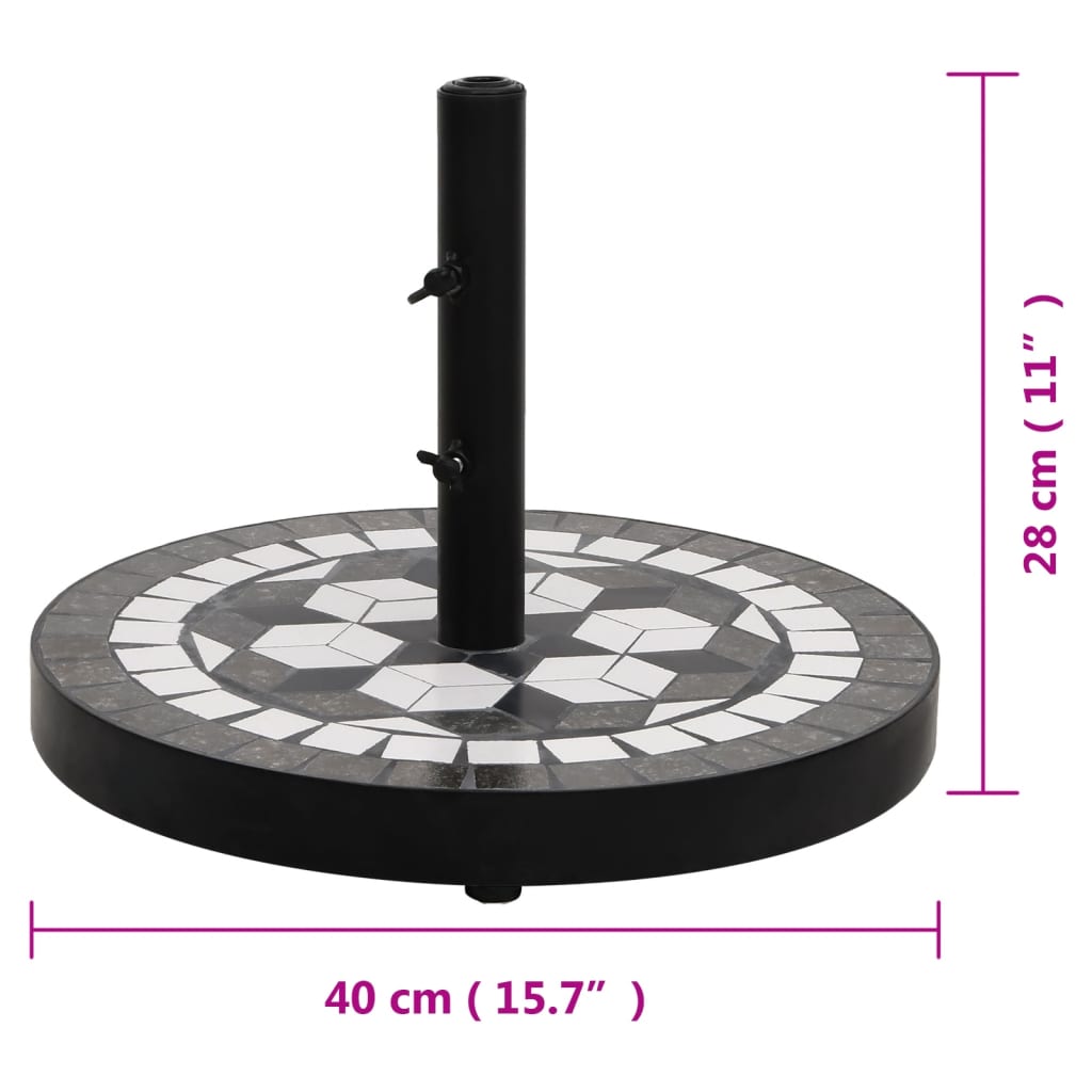 Aurinkovarjon jalka mustavalkoinen pyöreä 12 kg - Sisustajankoti.fi