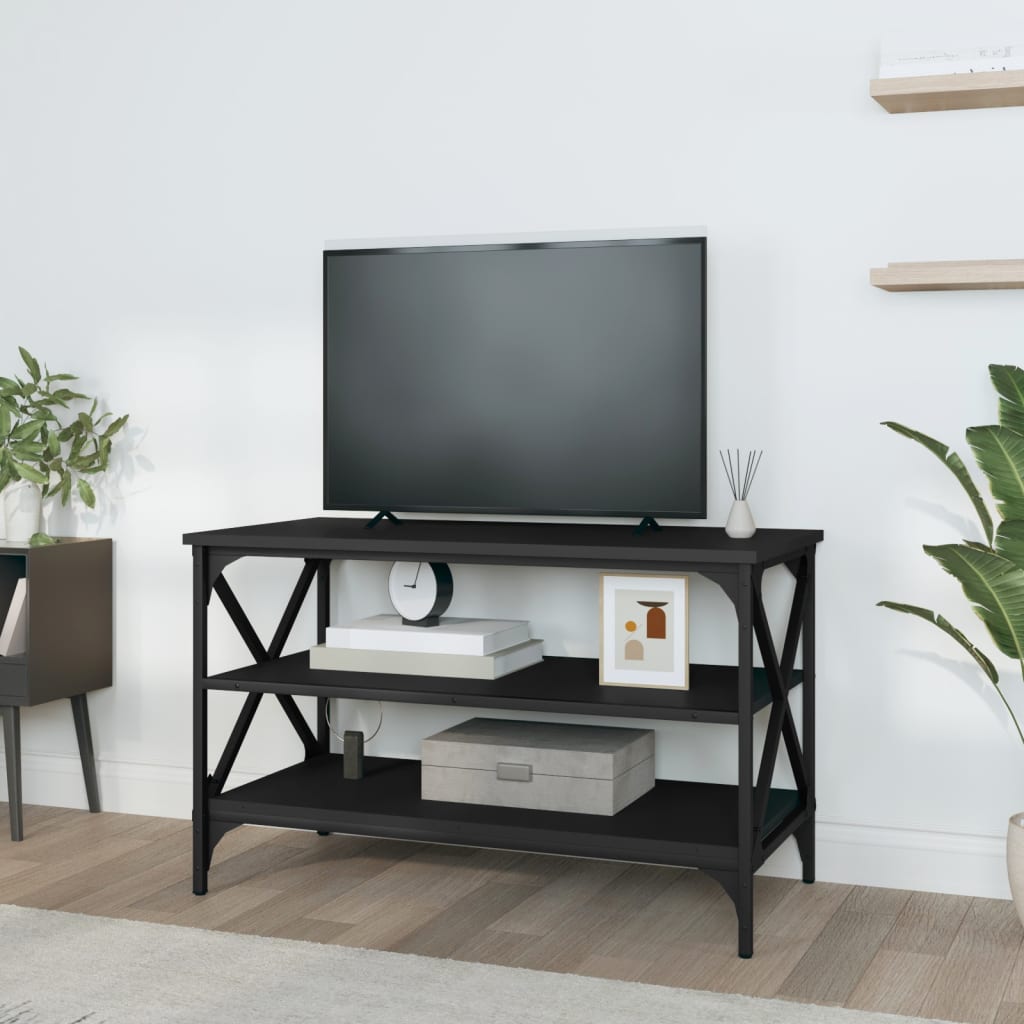 TV-taso musta 80x40x50 cm tekninen puu - Sisustajankoti.fi