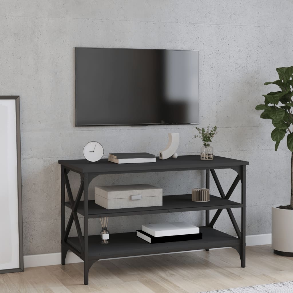 TV-taso musta 80x40x50 cm tekninen puu - Sisustajankoti.fi