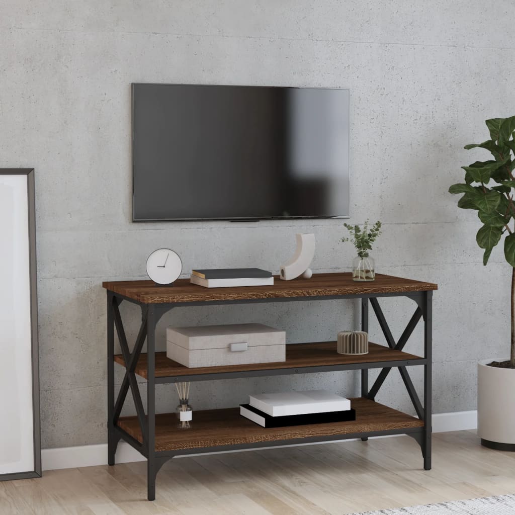 TV-taso ruskea tammi 80x40x50 cm tekninen puu - Sisustajankoti.fi