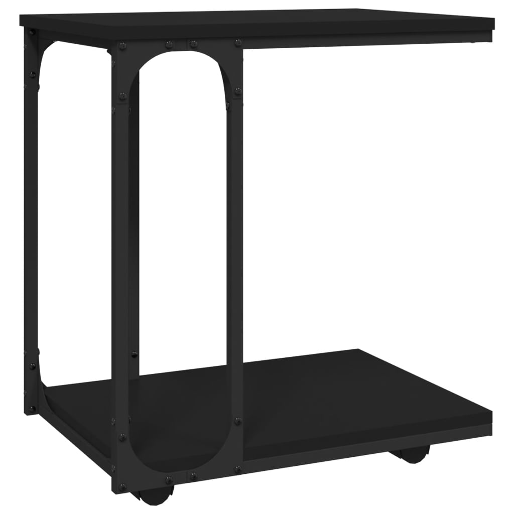 Sivupöytä pyörillä musta 50x35x55,5 cm tekninen puu - Sisustajankoti.fi