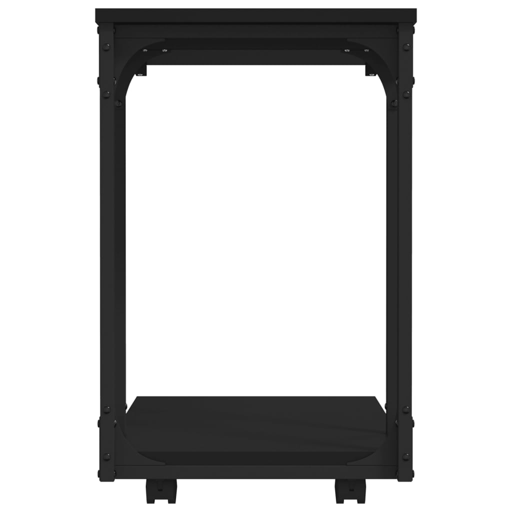 Sivupöytä pyörillä musta 50x35x55,5 cm tekninen puu - Sisustajankoti.fi