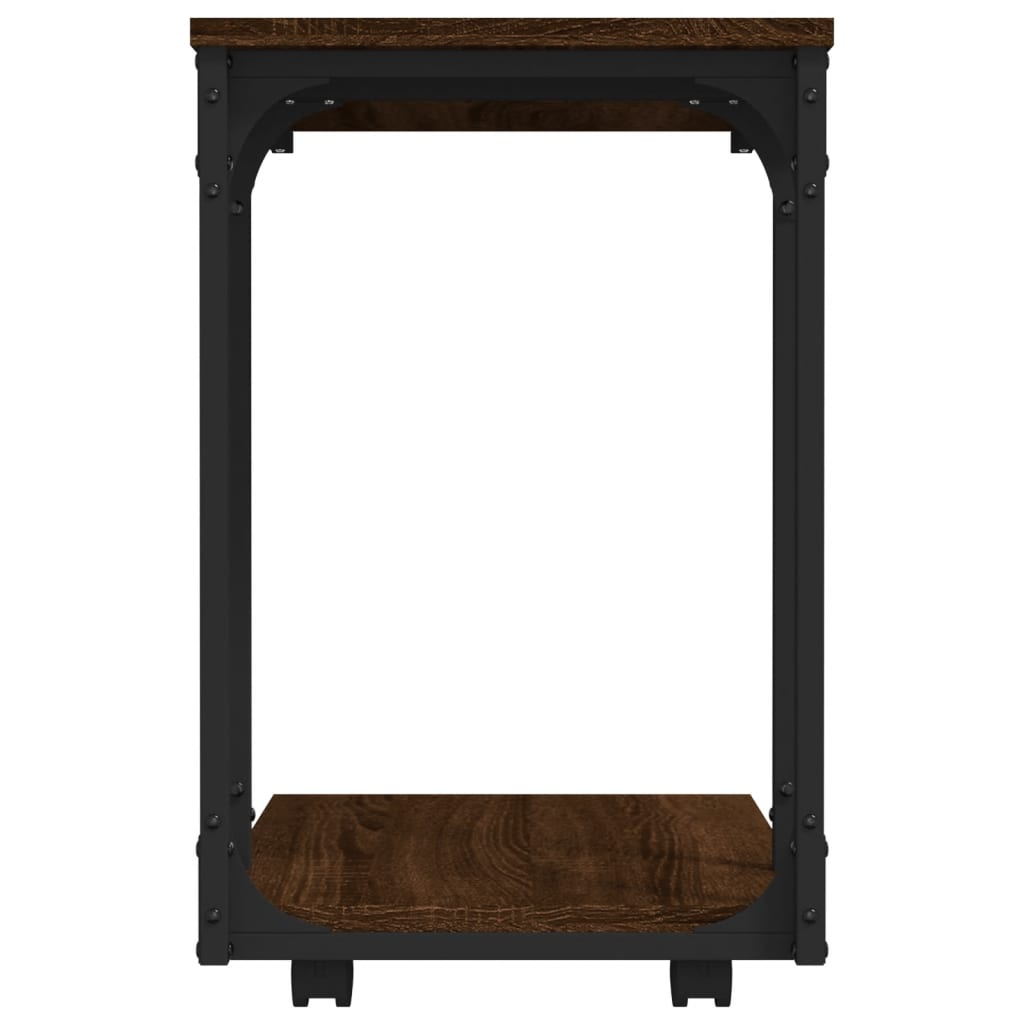 Sivupöytä pyörillä ruskea tammi 50x35x55,5 cm tekninen puu - Sisustajankoti.fi
