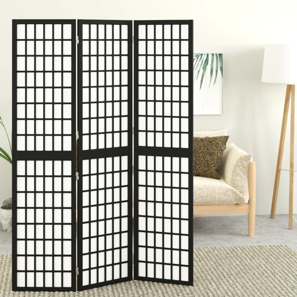 Tilanjakaja 3 paneelia japanilaistyylinen 120x170 cm musta - Sisustajankoti.fi