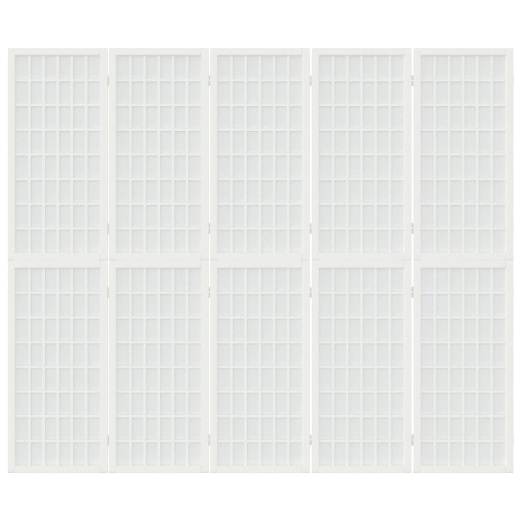 Tilanjakaja 5 paneelia japanilaistyylinen 200x170cm valkoinen - Sisustajankoti.fi