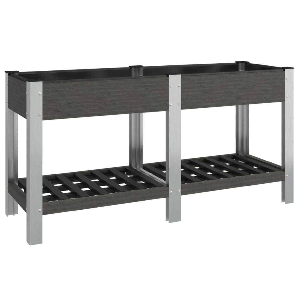 Korotettu kukkalaatikko hyllyllä harmaa 150x50x75 cm WPC - Sisustajankoti.fi