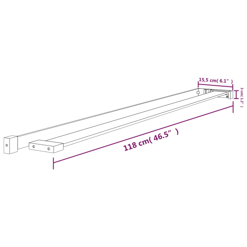 Suihkuhylly suihkukaapin seinälle musta 118 cm alumiini - Sisustajankoti.fi