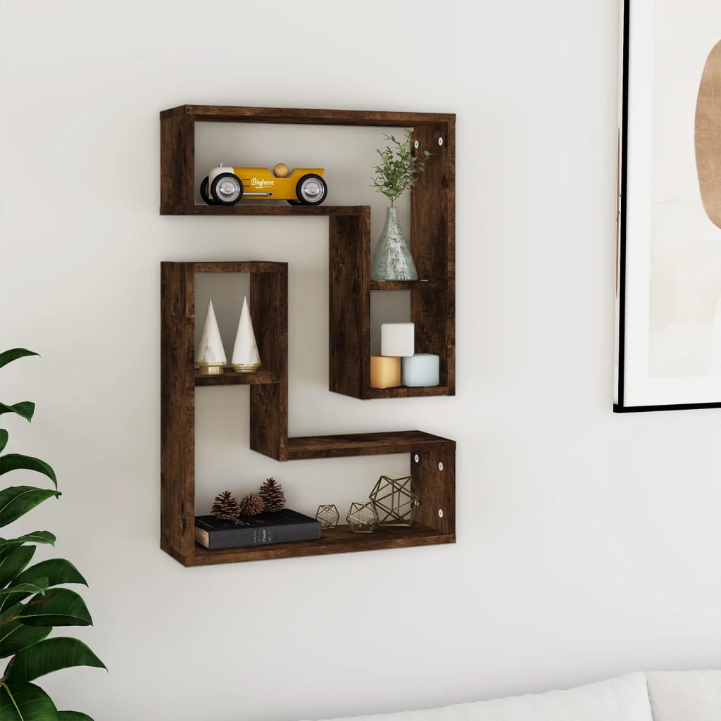 Seinähyllyt 2 kpl savutammi 50x15x50 cm tekninen puu - Sisustajankoti.fi