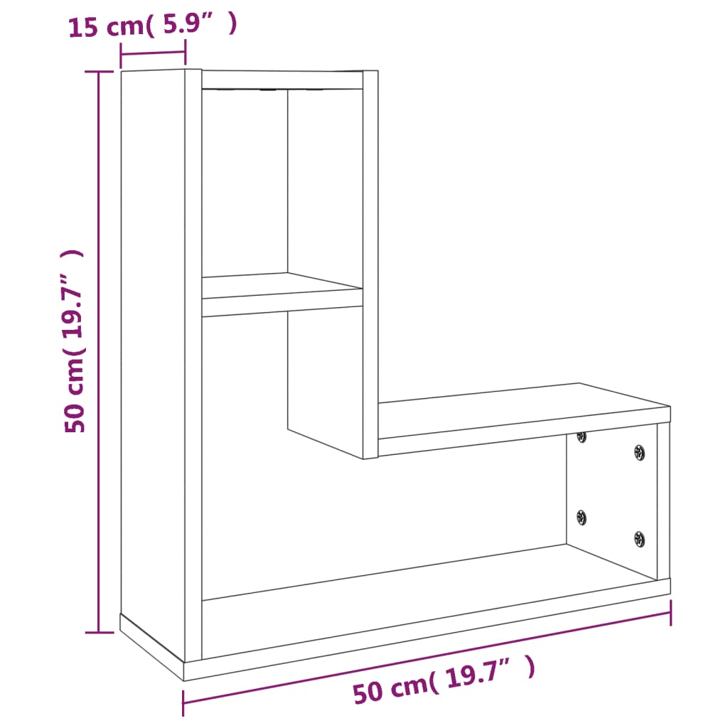 Seinähyllyt 2 kpl harmaa Sonoma 50x15x50 cm tekninen puu - Sisustajankoti.fi