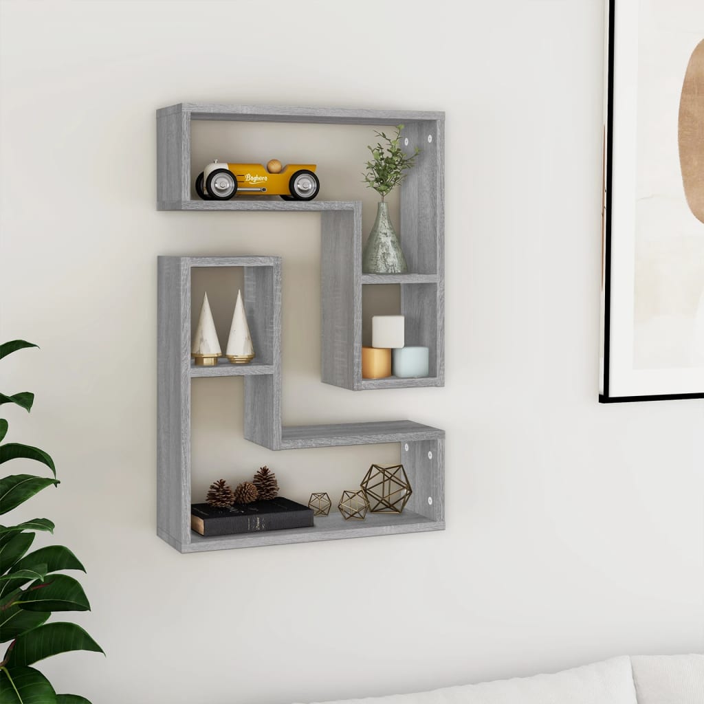 Seinähyllyt 2 kpl harmaa Sonoma 50x15x50 cm tekninen puu - Sisustajankoti.fi