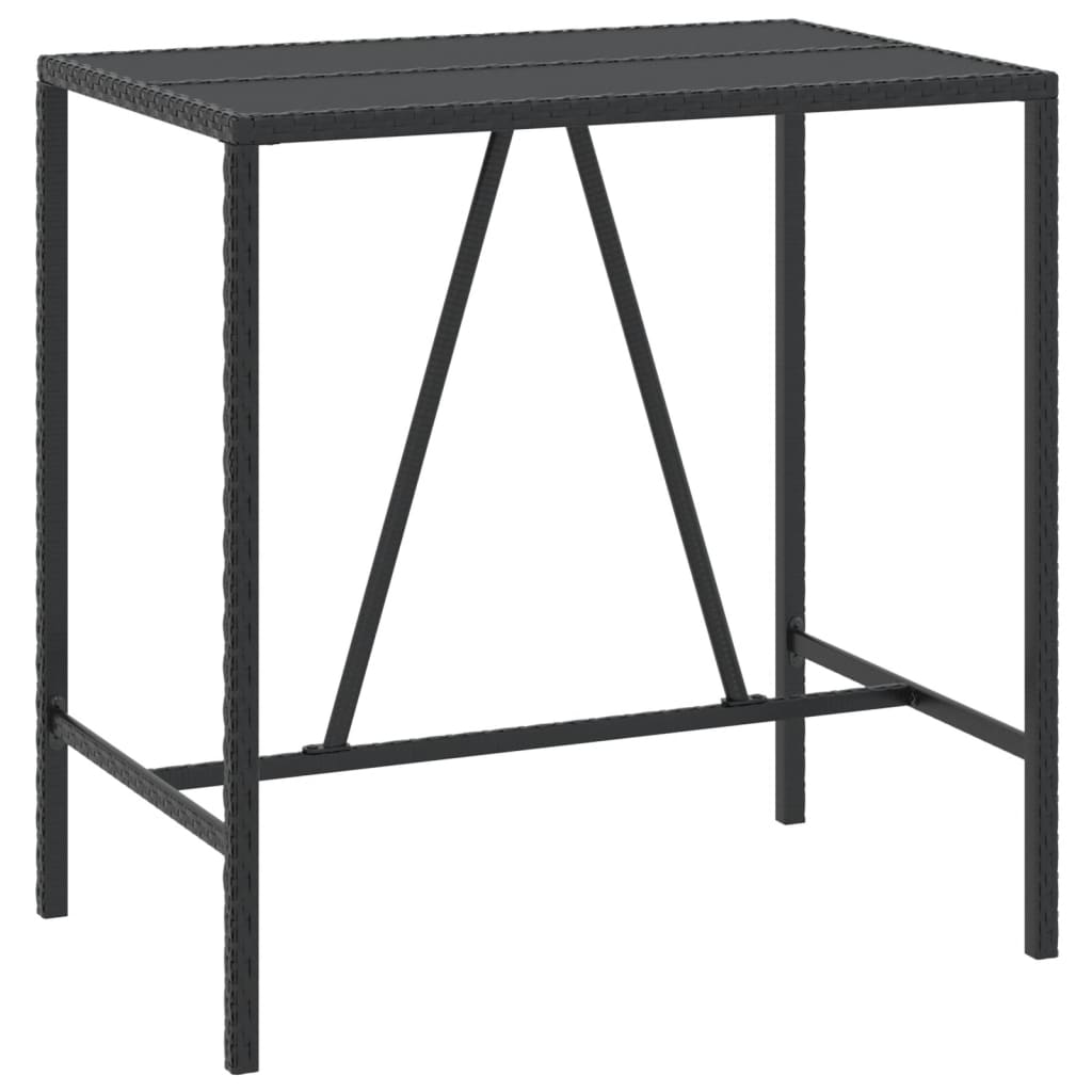 Baaripöytä lasipöytälevyllä musta 110x70x110 cm polyrottinki - Sisustajankoti.fi