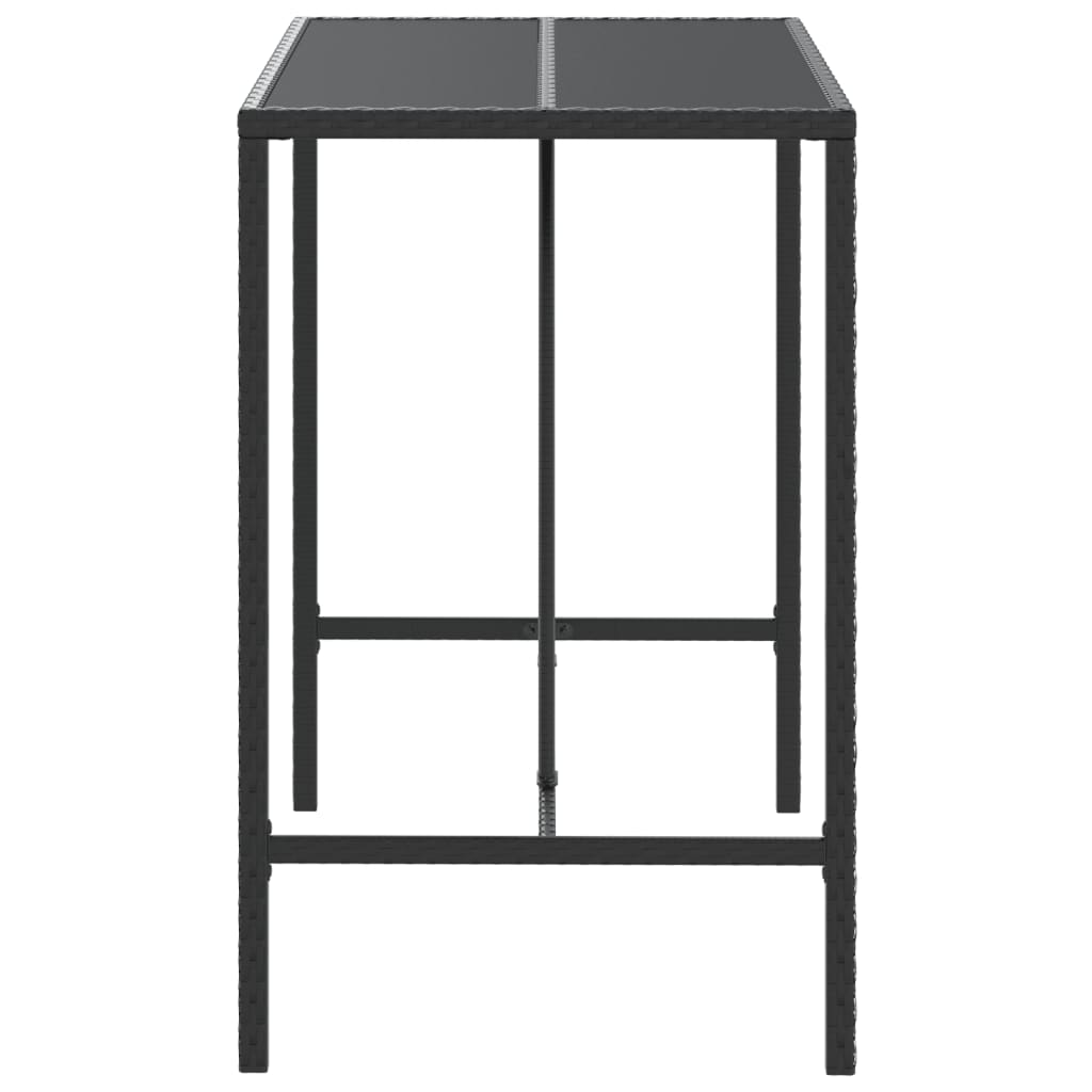 Baaripöytä lasipöytälevyllä musta 110x70x110 cm polyrottinki - Sisustajankoti.fi
