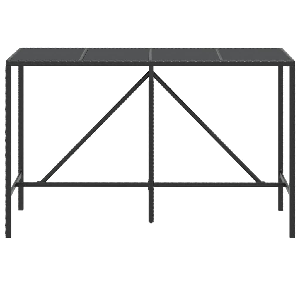 Baaripöytä lasipöytälevyllä musta 180x70x110 cm polyrottinki - Sisustajankoti.fi