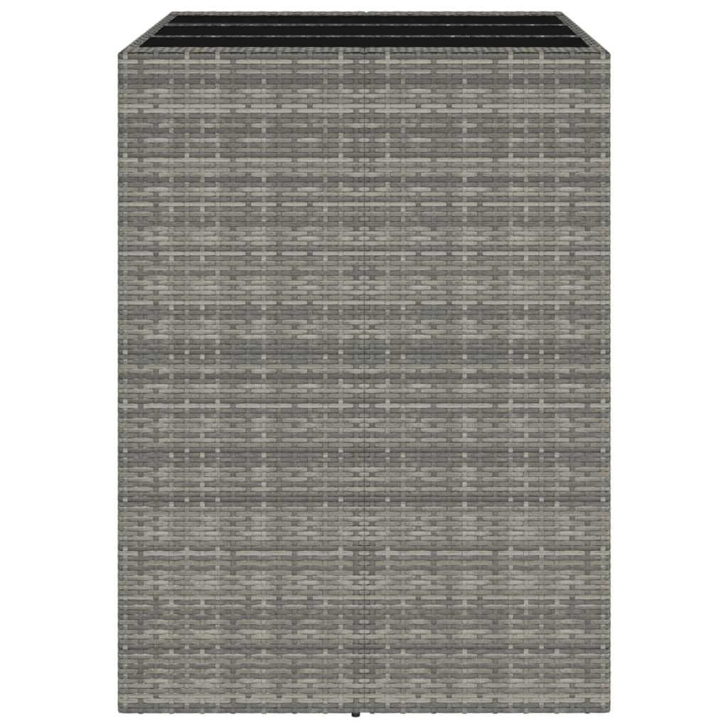 Baaripöytä lasipöytälevyllä harmaa 105x80x110 cm polyrottinki - Sisustajankoti.fi