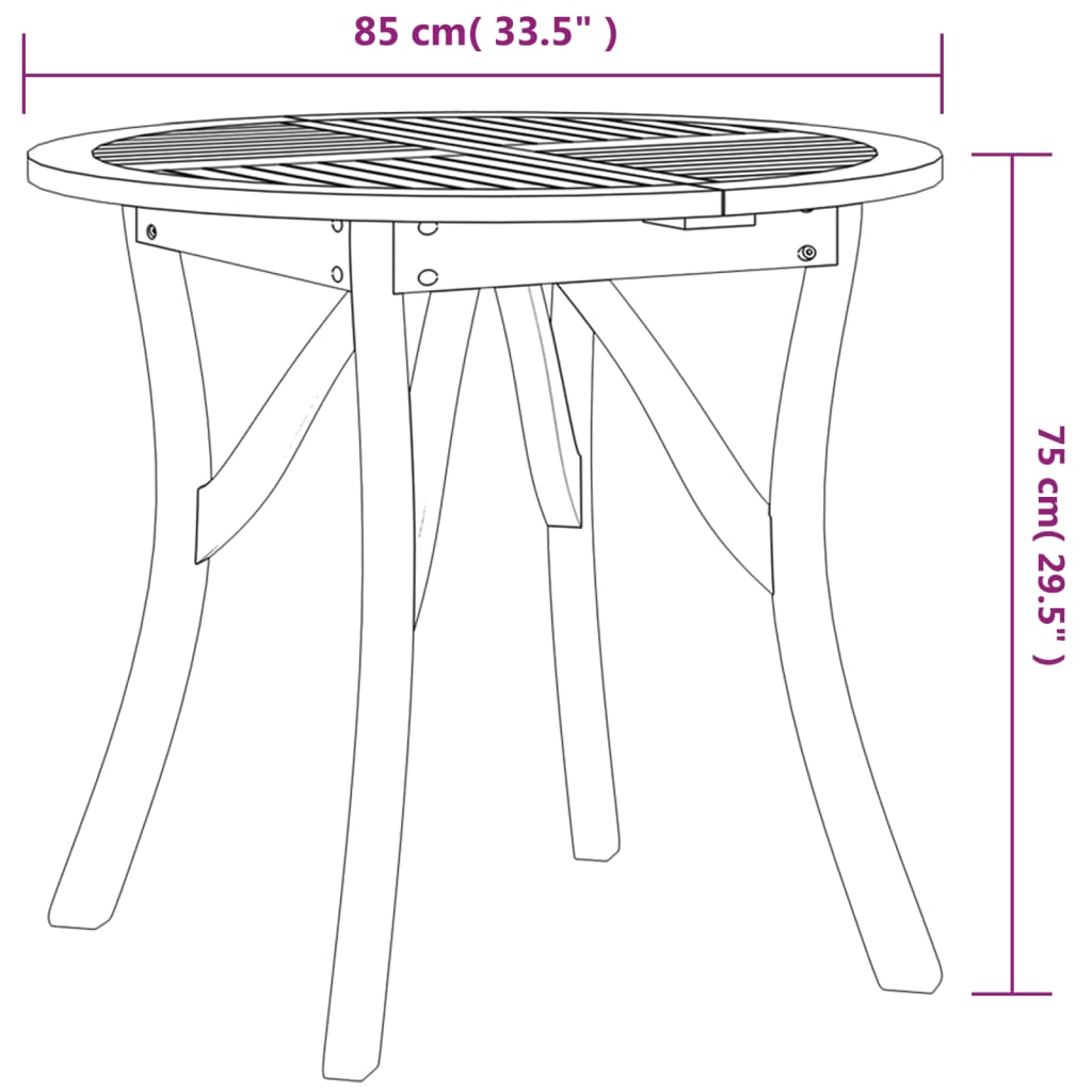 Puutarhapöytä Ø 85 cm täysi akasiapuu - Sisustajankoti.fi