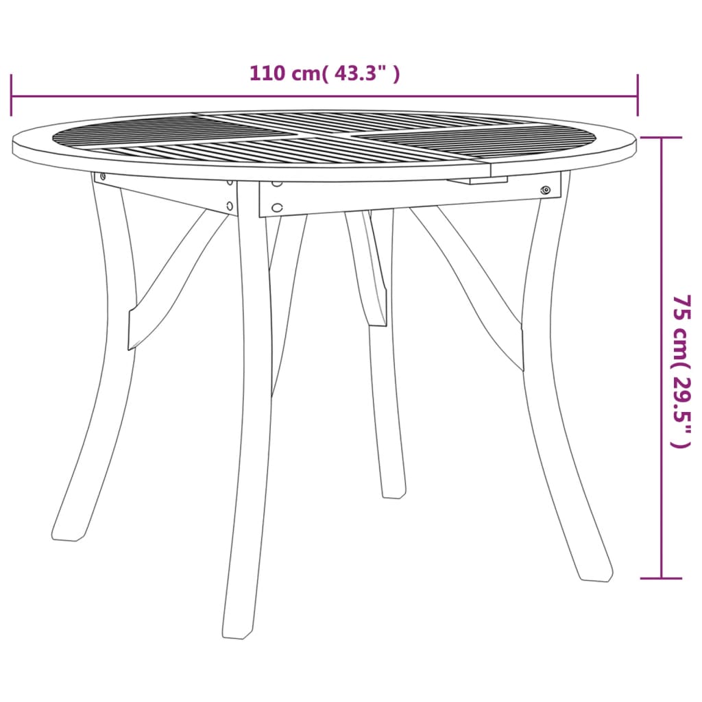 Puutarhapöytä Ø 110 cm täysi akasiapuu - Sisustajankoti.fi