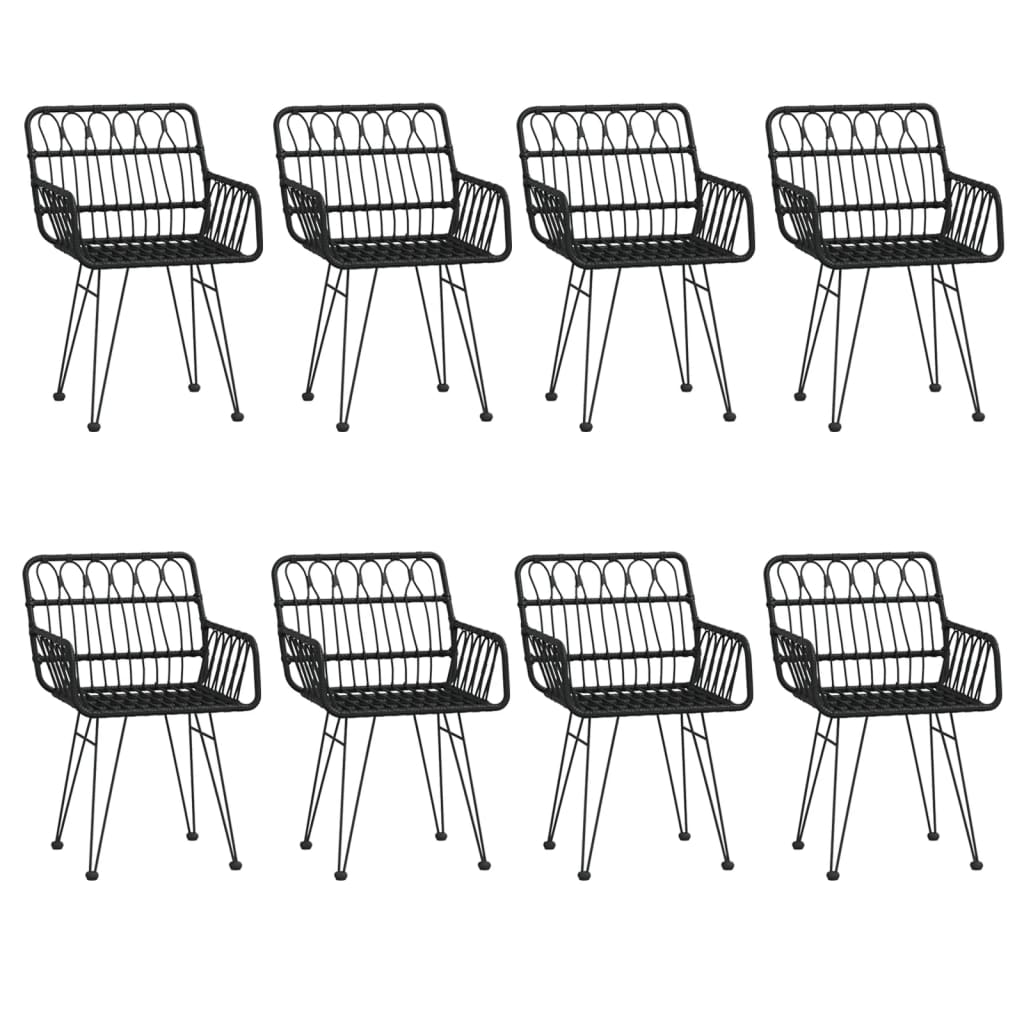 9-osainen Ulkoruokailuryhmä musta polyrottinki - Sisustajankoti.fi
