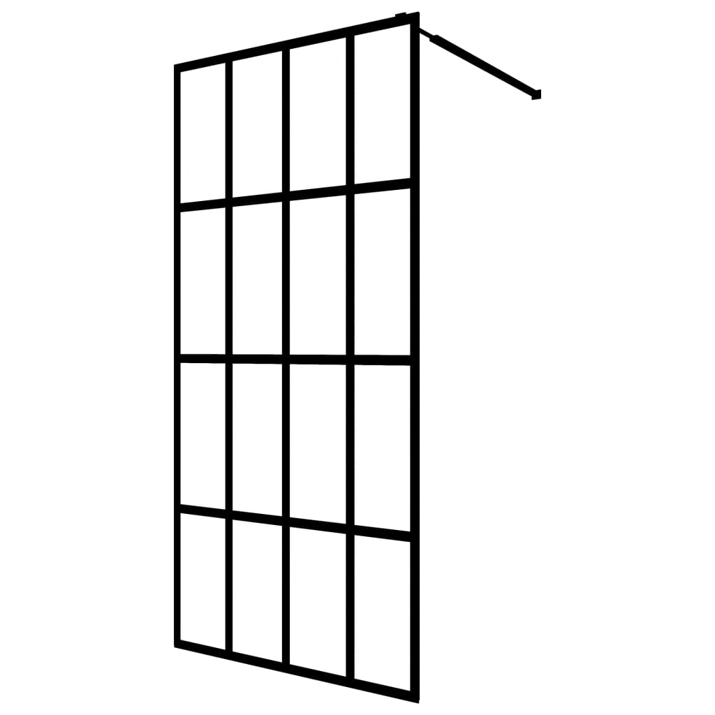Suihkuseinäke hyllyllä musta 100x195 cm ESG lasi ja alumiini - Sisustajankoti.fi