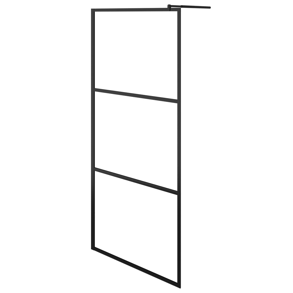 Suihkuseinäke hyllyllä musta 100x195 cm ESG lasi ja alumiini - Sisustajankoti.fi