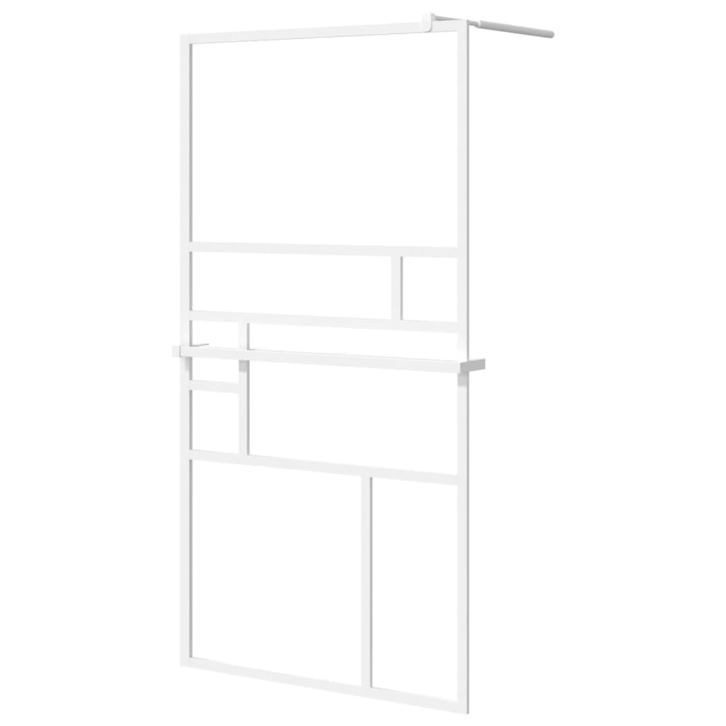 Suihkuseinäke hyllyllä valkoinen 115x195 cm ESG lasi ja alumiini - Sisustajankoti.fi