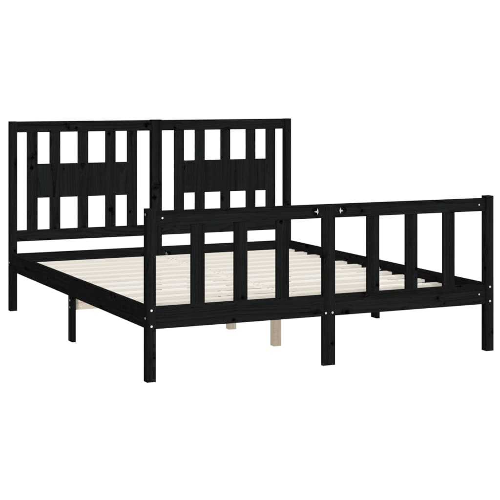 Sängynrunko päätylevyllä musta 150x200 cm mänty 5FT King Size - Sisustajankoti.fi