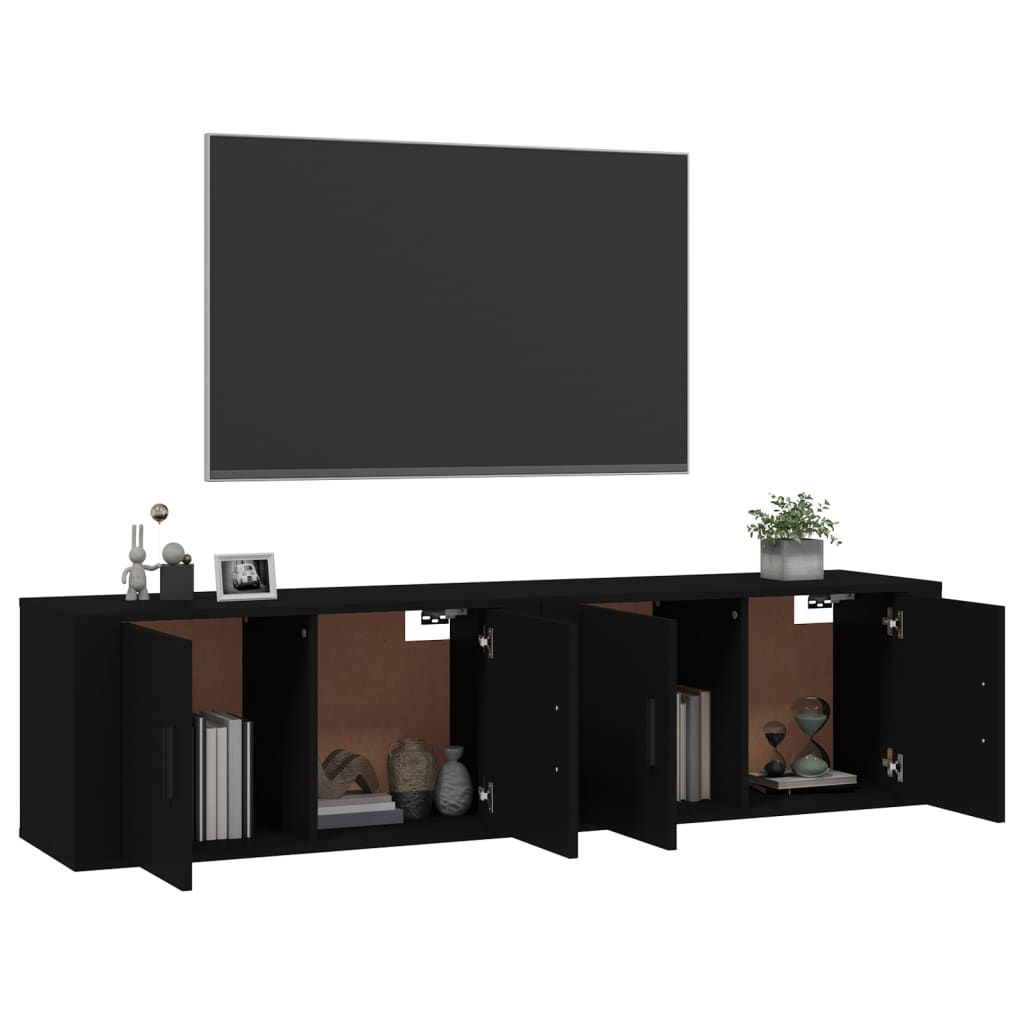Seinäkiinnitettävät TV-kaapit 2 kpl musta 80x34,5x40 cm - Sisustajankoti.fi