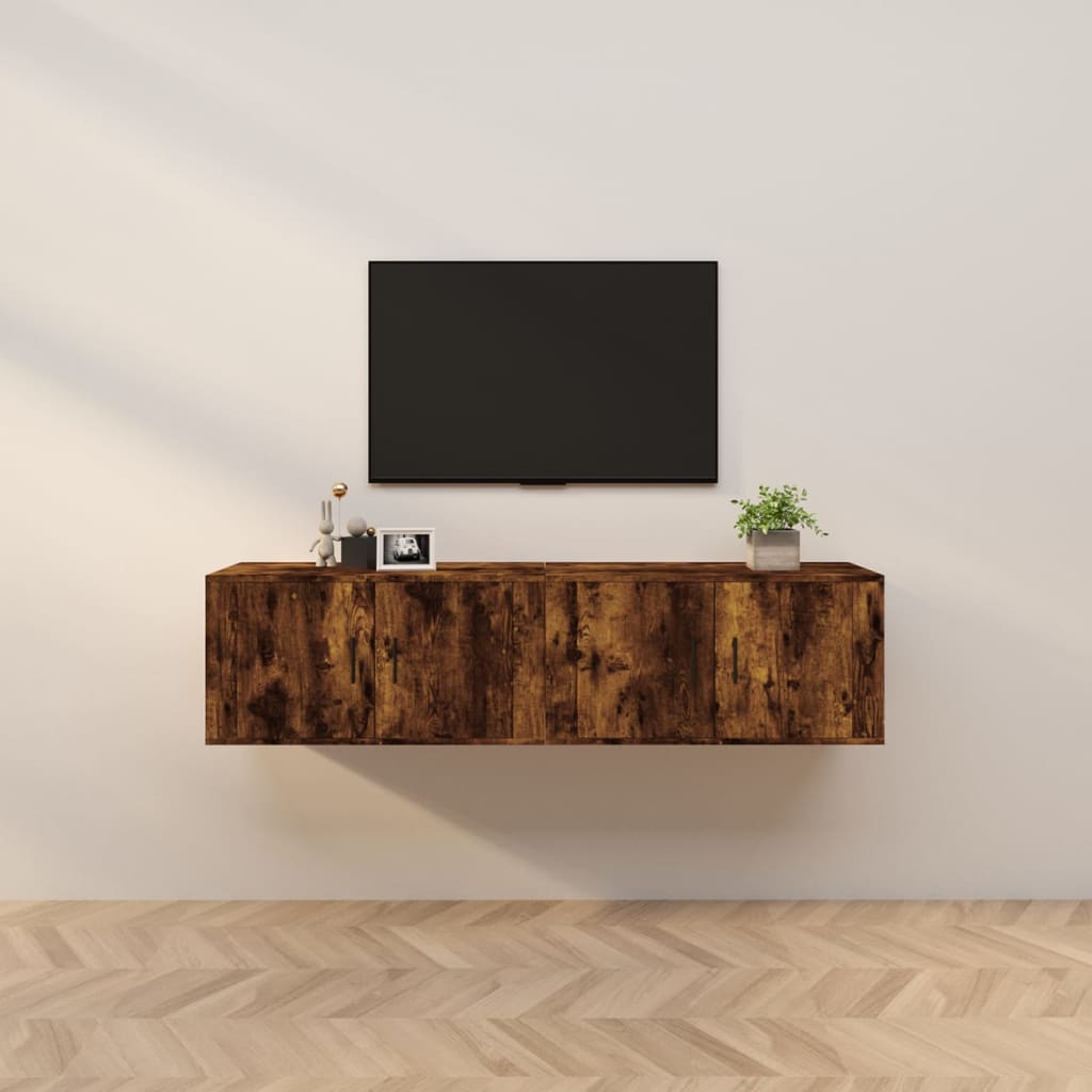 Seinäkiinnitettävät TV-kaapit 2 kpl savutammi 80x34,5x40 cm - Sisustajankoti.fi