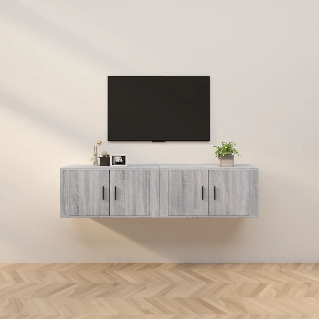 Seinäkiinnitettävät TV-kaapit 2 kpl harmaa Sonoma 80x34,5x40 cm - Sisustajankoti.fi