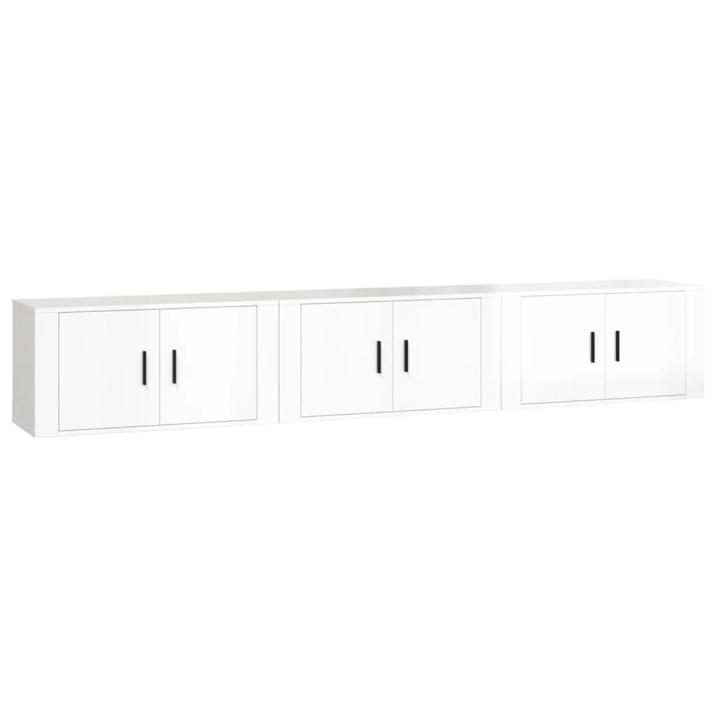 Seinäkiinnitettävät TV-kaapit 3 kpl korkeakiilto 80x34,5x40 cm - Sisustajankoti.fi