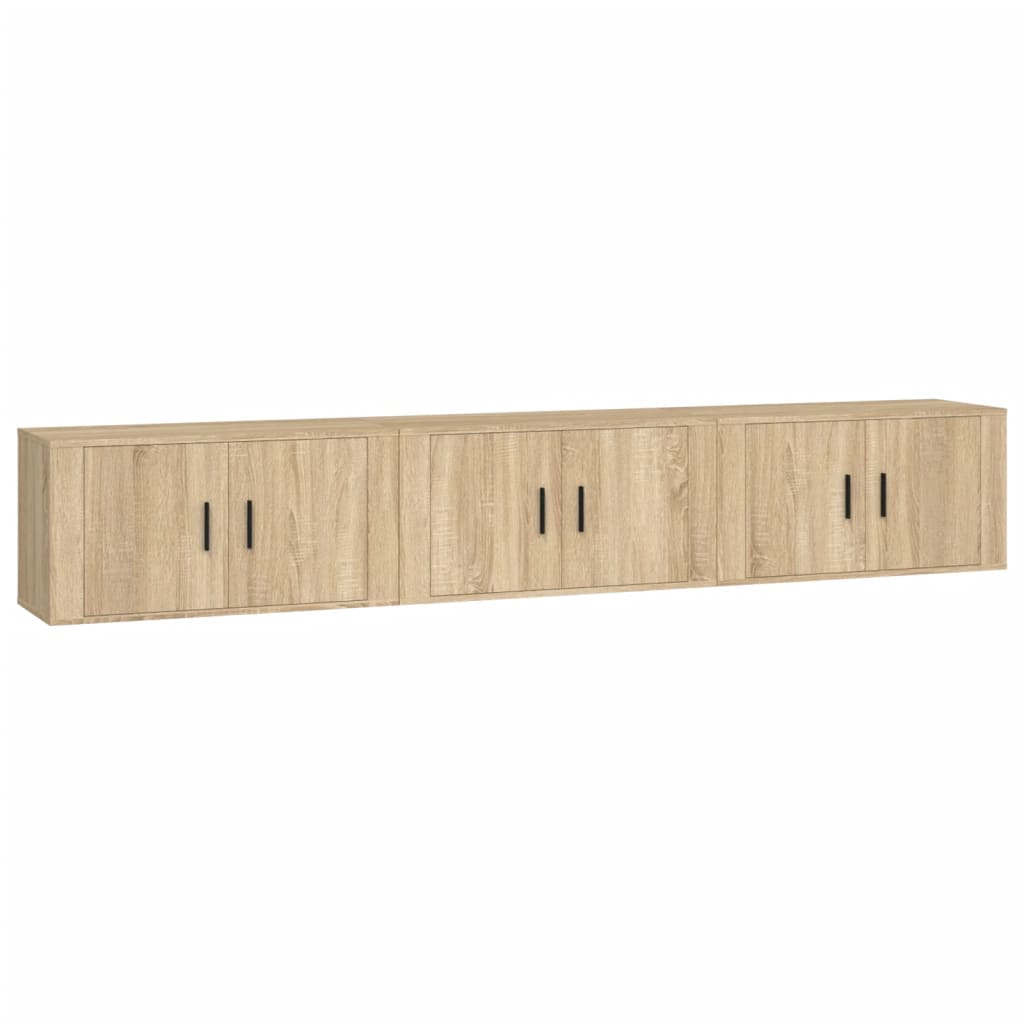 Seinäkiinnitettävät TV-kaapit 3 kpl Sonoma-tammi 80x34,5x40 cm - Sisustajankoti.fi