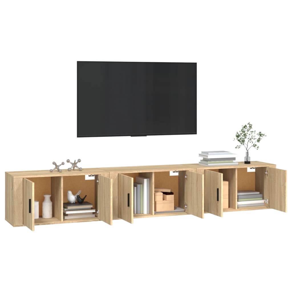 Seinäkiinnitettävät TV-kaapit 3 kpl Sonoma-tammi 80x34,5x40 cm - Sisustajankoti.fi