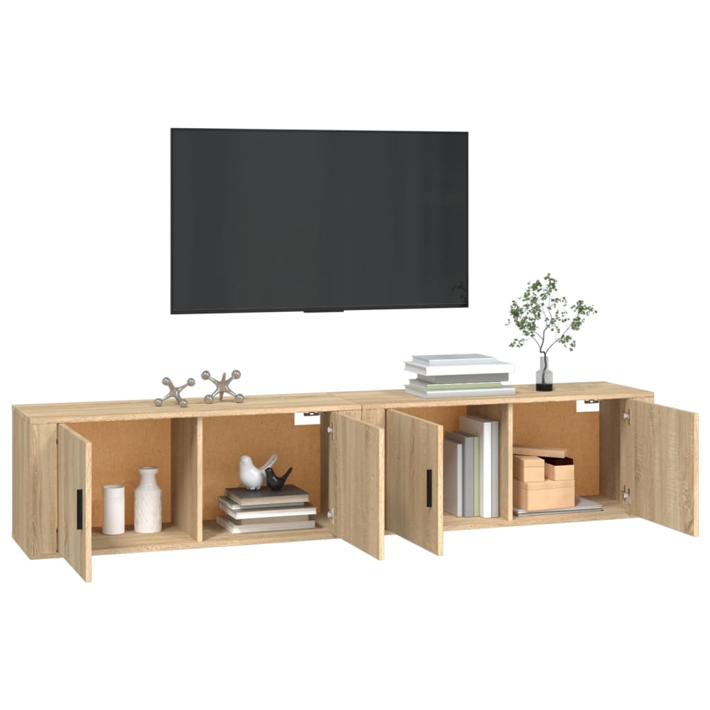 Seinäkiinnitettävät TV-kaapit 2 kpl Sonoma-tammi 100x34,5x40 cm - Sisustajankoti.fi