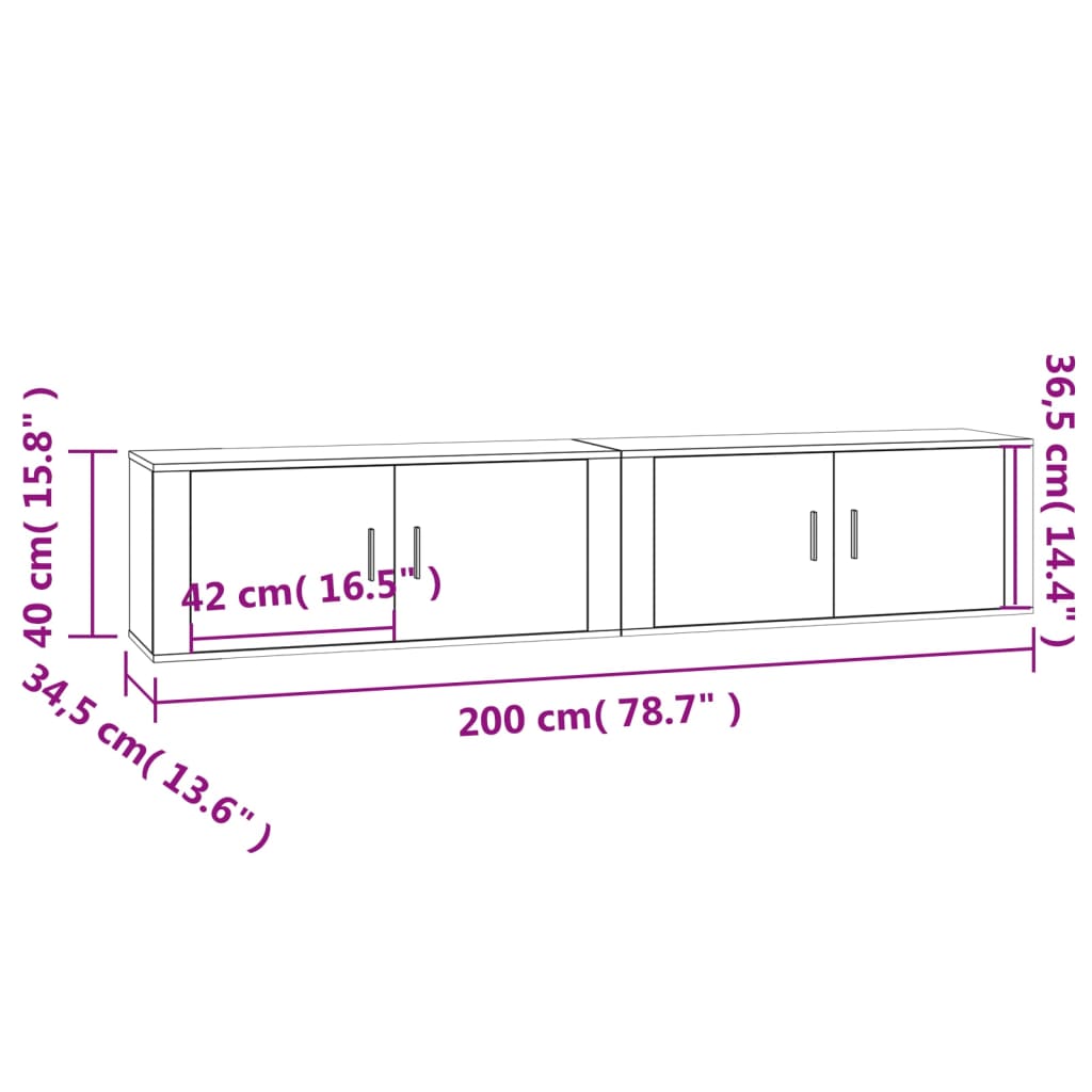 Seinäkiinnitettävät TV-kaapit 2 kpl Sonoma-tammi 100x34,5x40 cm - Sisustajankoti.fi