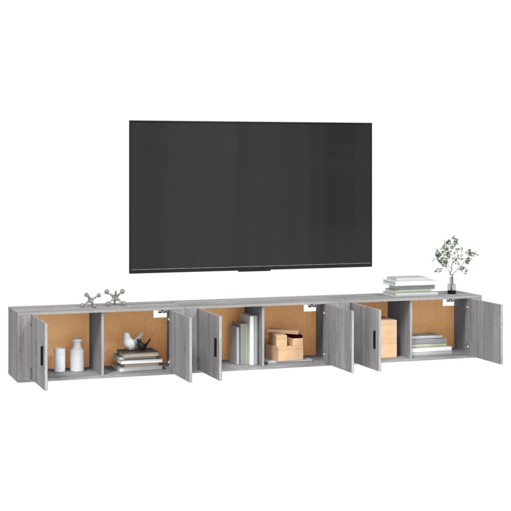 Seinäkiinnitettävät TV-kaapit 3 kpl harm. Sonoma 100x34,5x40 cm - Sisustajankoti.fi