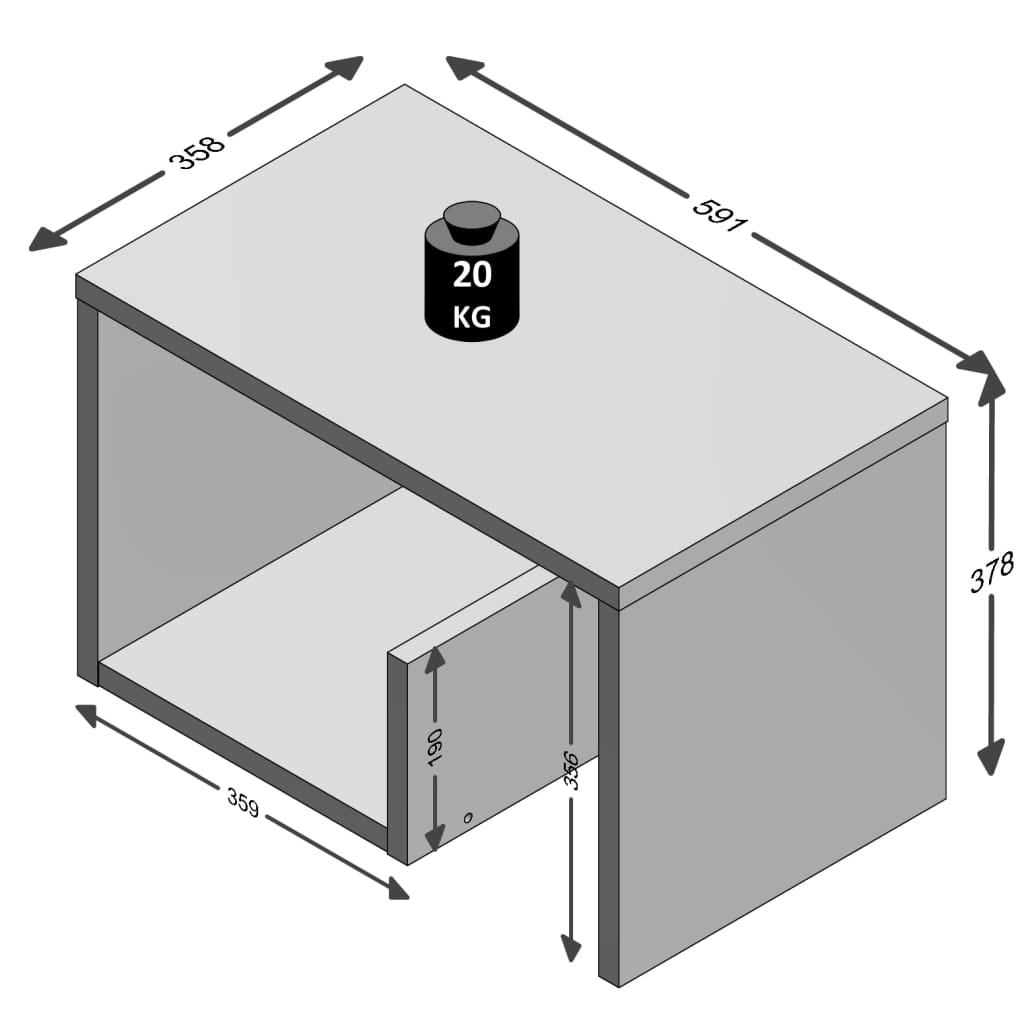 FMD Sohvapöytä 2-in-1 59x36x38 cm tammen värinen - Sisustajankoti.fi