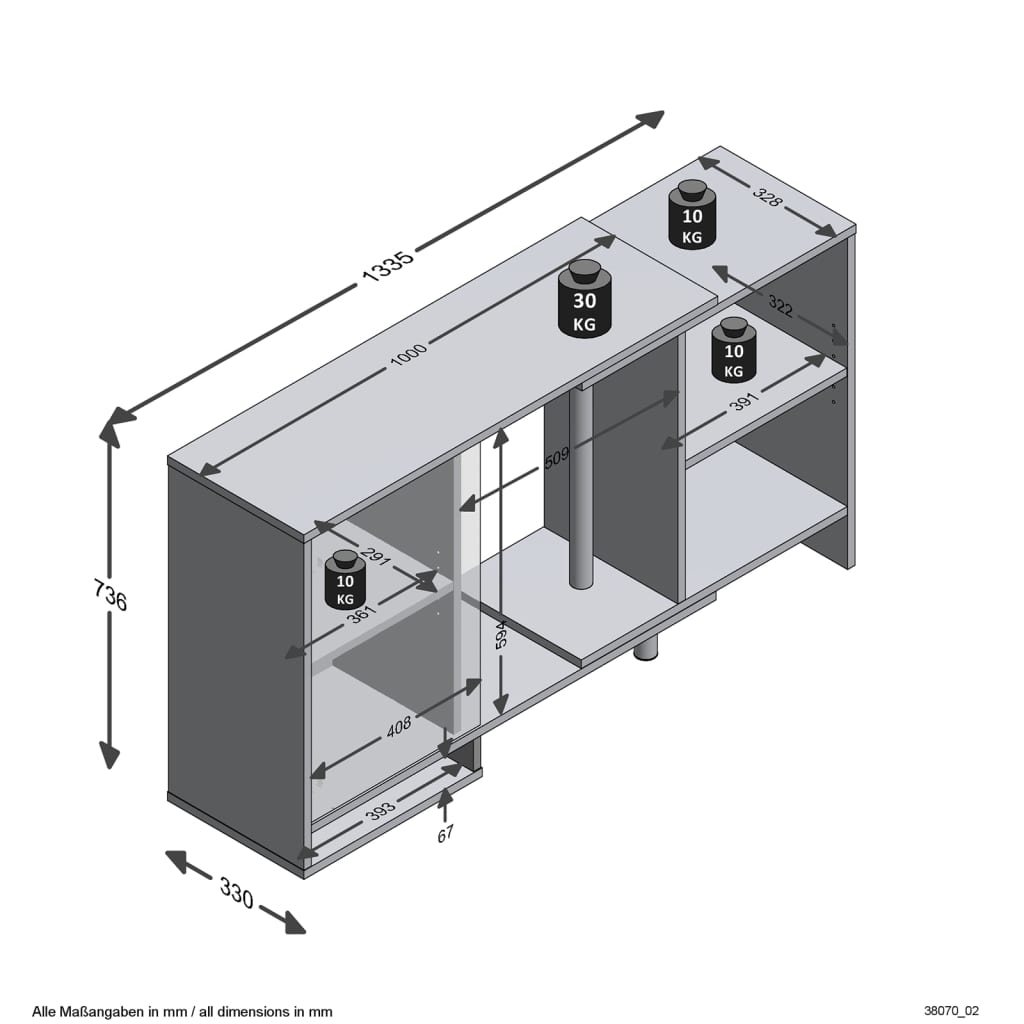 FMD Modulaarinen kulmasäilytysyksikkö avohyllyllä valkoinen - Sisustajankoti.fi