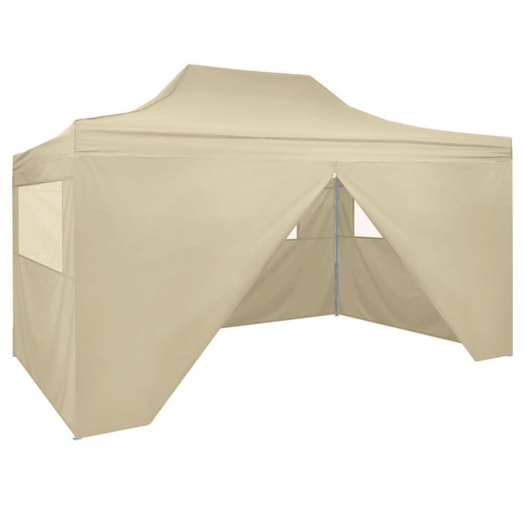 Kokoontaitettava juhlateltta 4 sivuseinällä pop-up 3x4,5m kerma - Sisustajankoti.fi