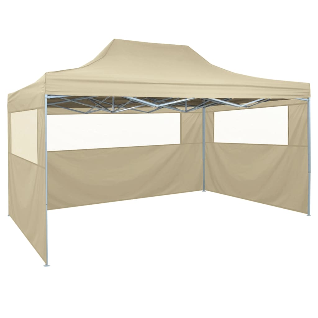 Kokoontaitettava juhlateltta 4 sivuseinällä pop-up 3x4,5m kerma - Sisustajankoti.fi