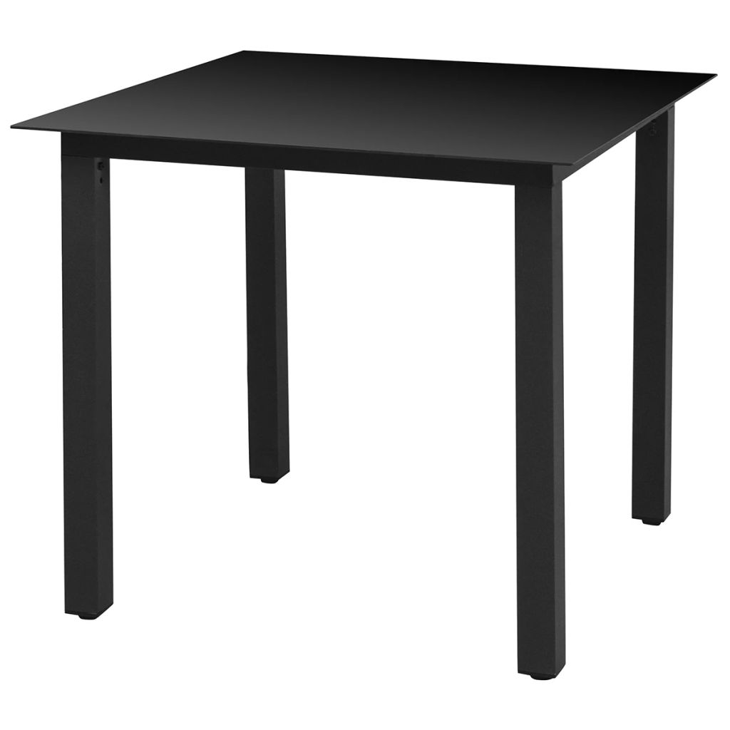 Puutarhapöytä musta 80x80x74 cm alumiini ja lasi - Sisustajankoti.fi