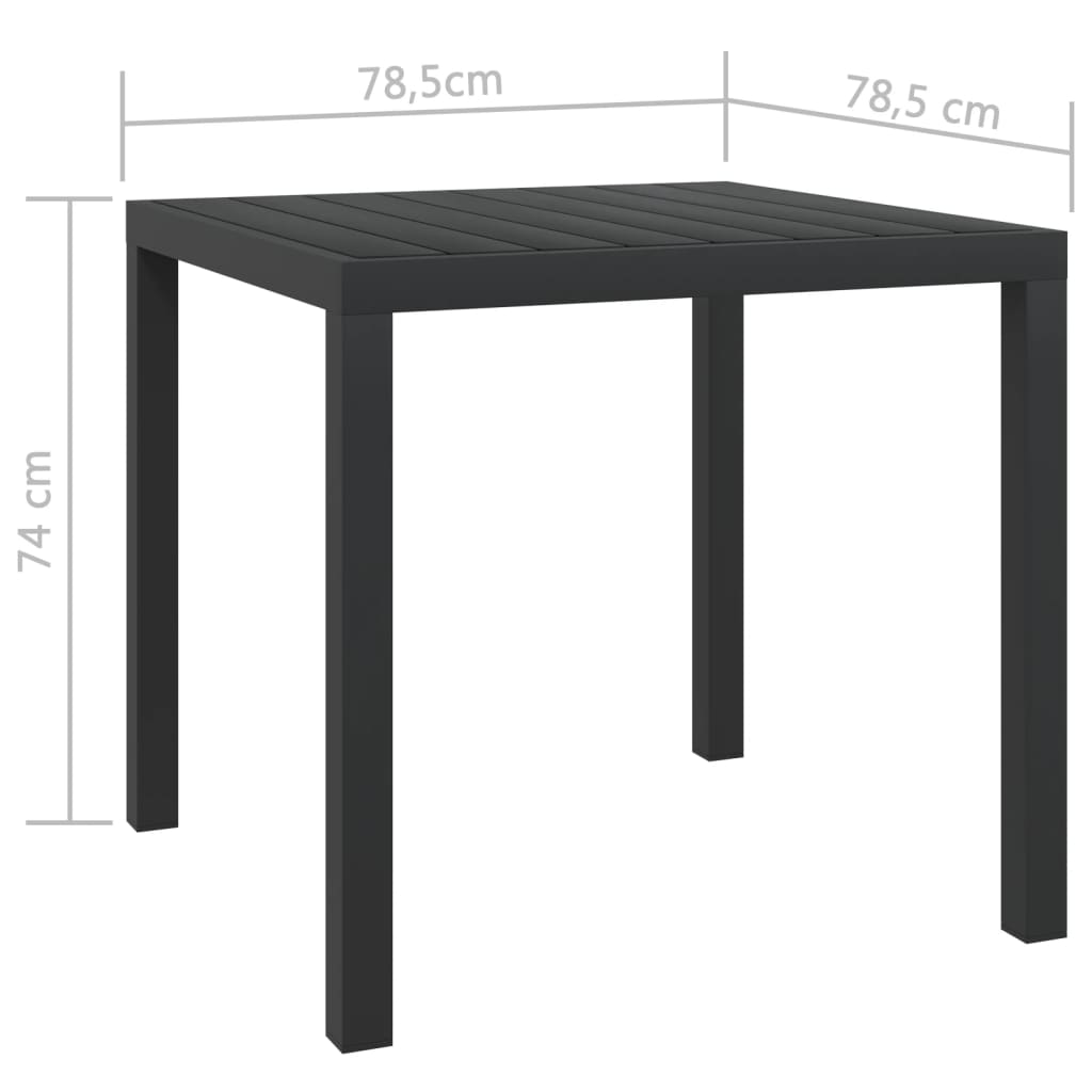 Puutarhapöytä musta 80x80x74 cm alumiini ja WPC - Sisustajankoti.fi