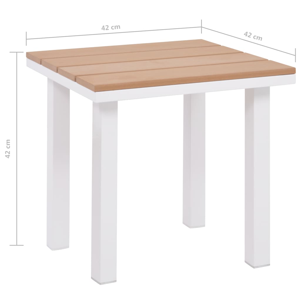 Aurinkotuoli ja pieni pöytä alumiini WPC valkoinen ja ruskea - Sisustajankoti.fi