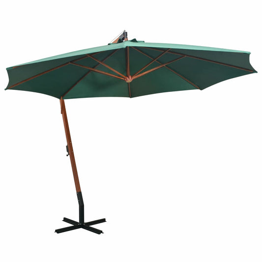 Riippuva päivänvarjo 350 cm Puutanko vihreä - Sisustajankoti.fi