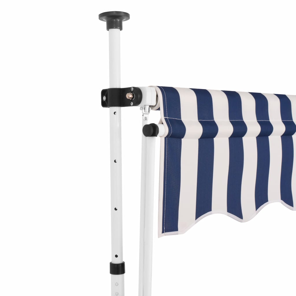 Sisäänkelattava markiisi 150 cm Sinivalkoiset raidat - Sisustajankoti.fi