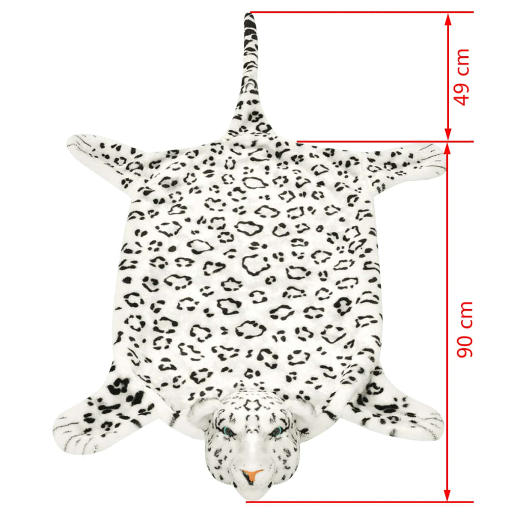 Leopardimatto plyysi 139 cm Valkoinen - Sisustajankoti.fi