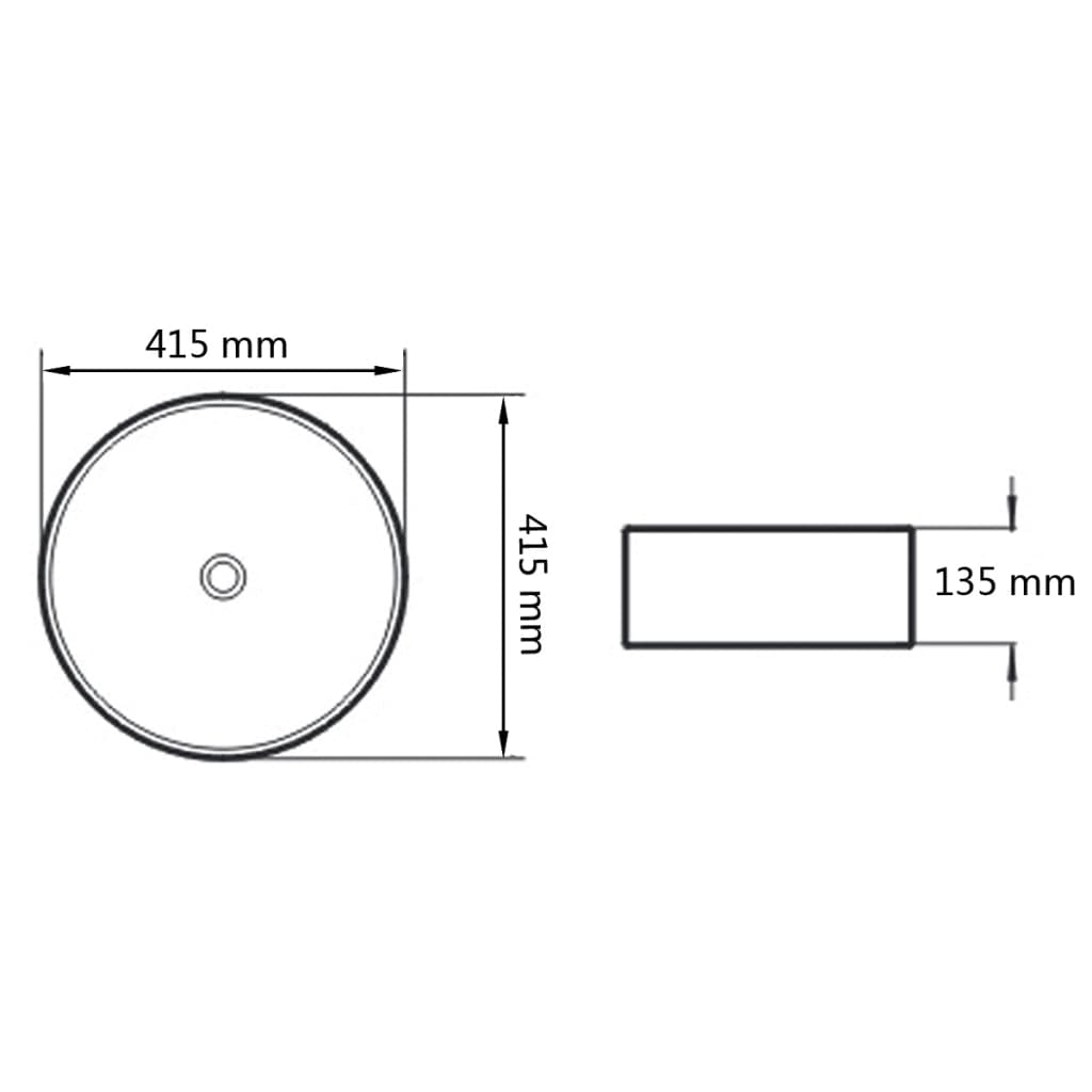 Pyöreä keraaminen pesuallas 41,5x13,5 cm Valkoinen - Sisustajankoti.fi