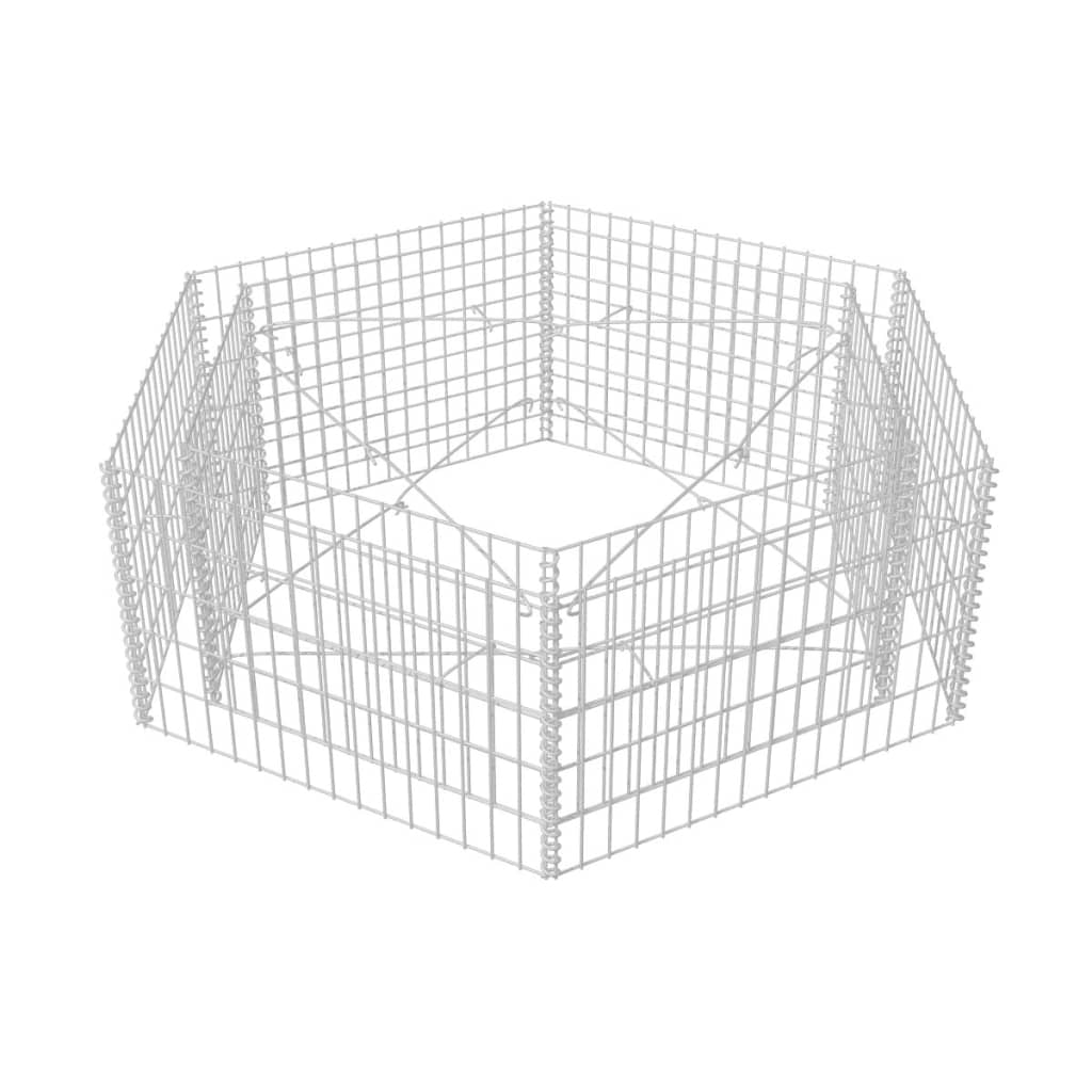 Korotettu kuusikulmainen gabion-/kivikorikehys 160x140x50 cm - Sisustajankoti.fi