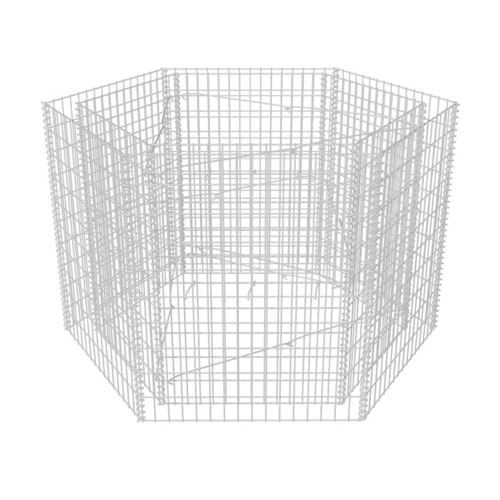 Korotettu kuusikulmainen gabion-/kivikorikehys 160x140x100 cm - Sisustajankoti.fi