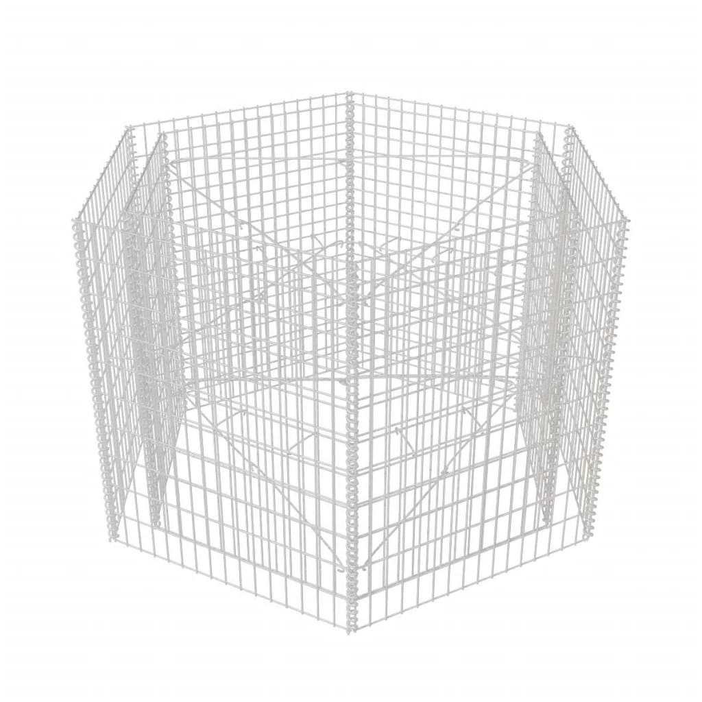 Korotettu kuusikulmainen gabion-/kivikorikehys 160x140x100 cm - Sisustajankoti.fi
