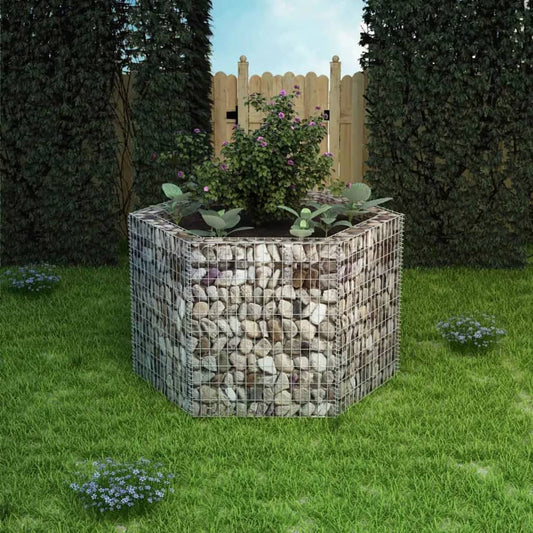 Korotettu kuusikulmainen gabion-/kivikorikehys 160x140x100 cm - Sisustajankoti.fi